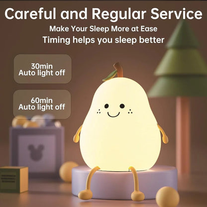 Pear Night Lamp Rechargeable Silicone Pear Night Lamp