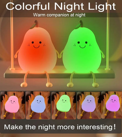 Pear Night Lamp Rechargeable Silicone Pear Night Lamp